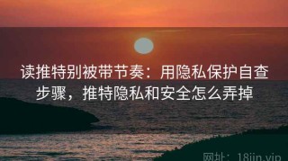 读推特别被带节奏：用隐私保护自查步骤，推特隐私和安全怎么弄掉