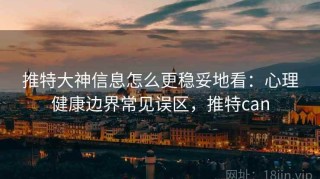 推特大神信息怎么更稳妥地看：心理健康边界常见误区，推特can