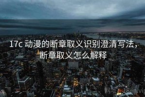 17c 动漫的断章取义识别澄清写法，断章取义怎么解释