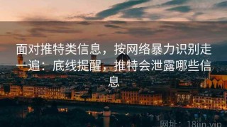 面对推特类信息，按网络暴力识别走一遍：底线提醒，推特会泄露哪些信息