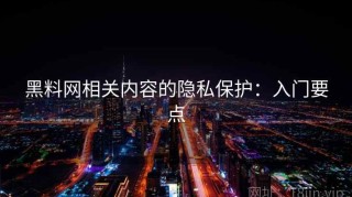 黑料网相关内容的隐私保护：入门要点