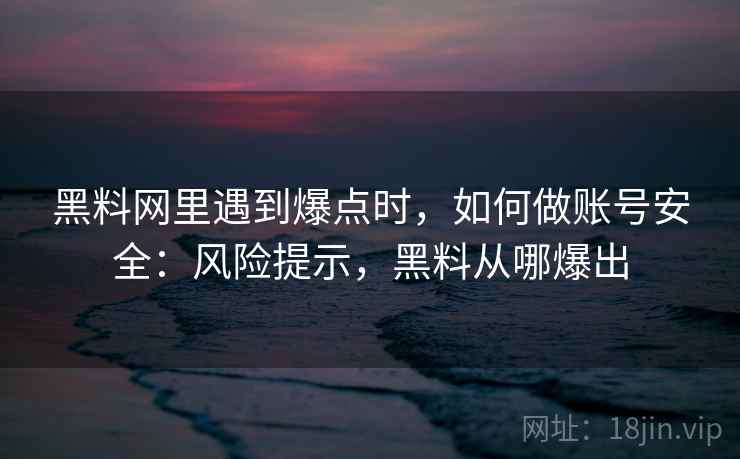 黑料网里遇到爆点时，如何做账号安全：风险提示，黑料从哪爆出